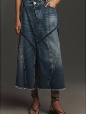 Pilcro Blue Denim Panel Maxi Skirt